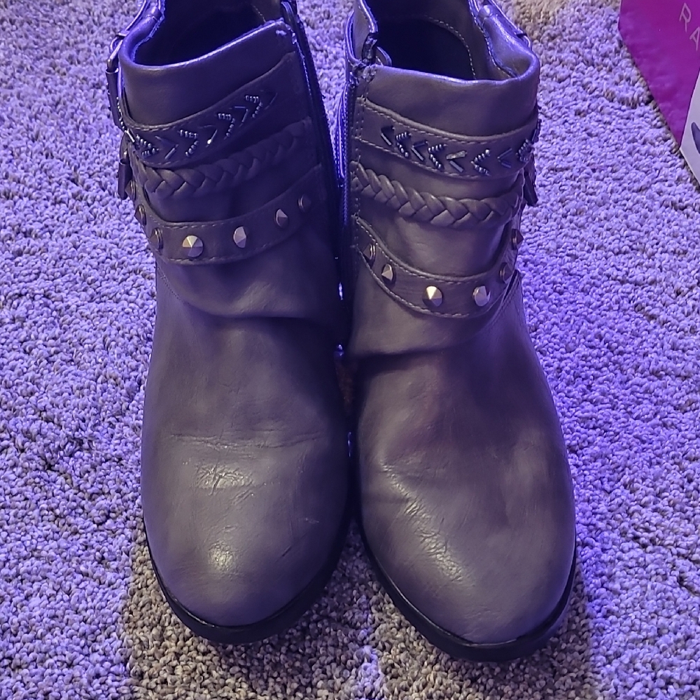 Rampage Gray Ankle Boots with Stud Accents